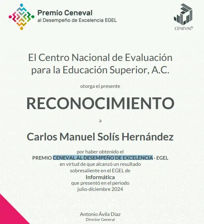 Reconocimiento CENEVAL