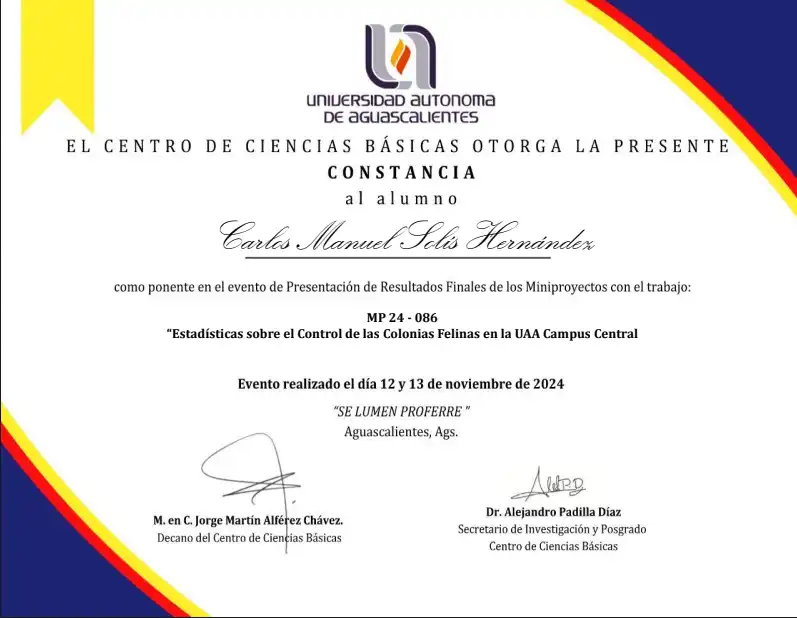 Constancia de participación de Miniproyectos 2024