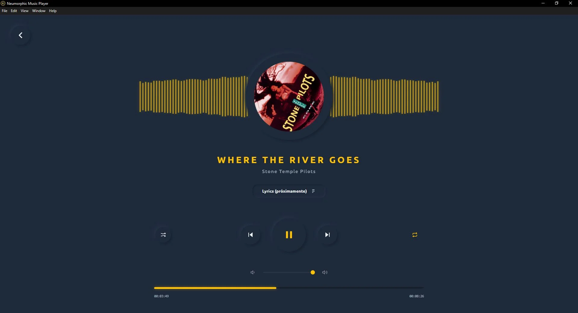 Interfaz de lista de reproducción y metadatos