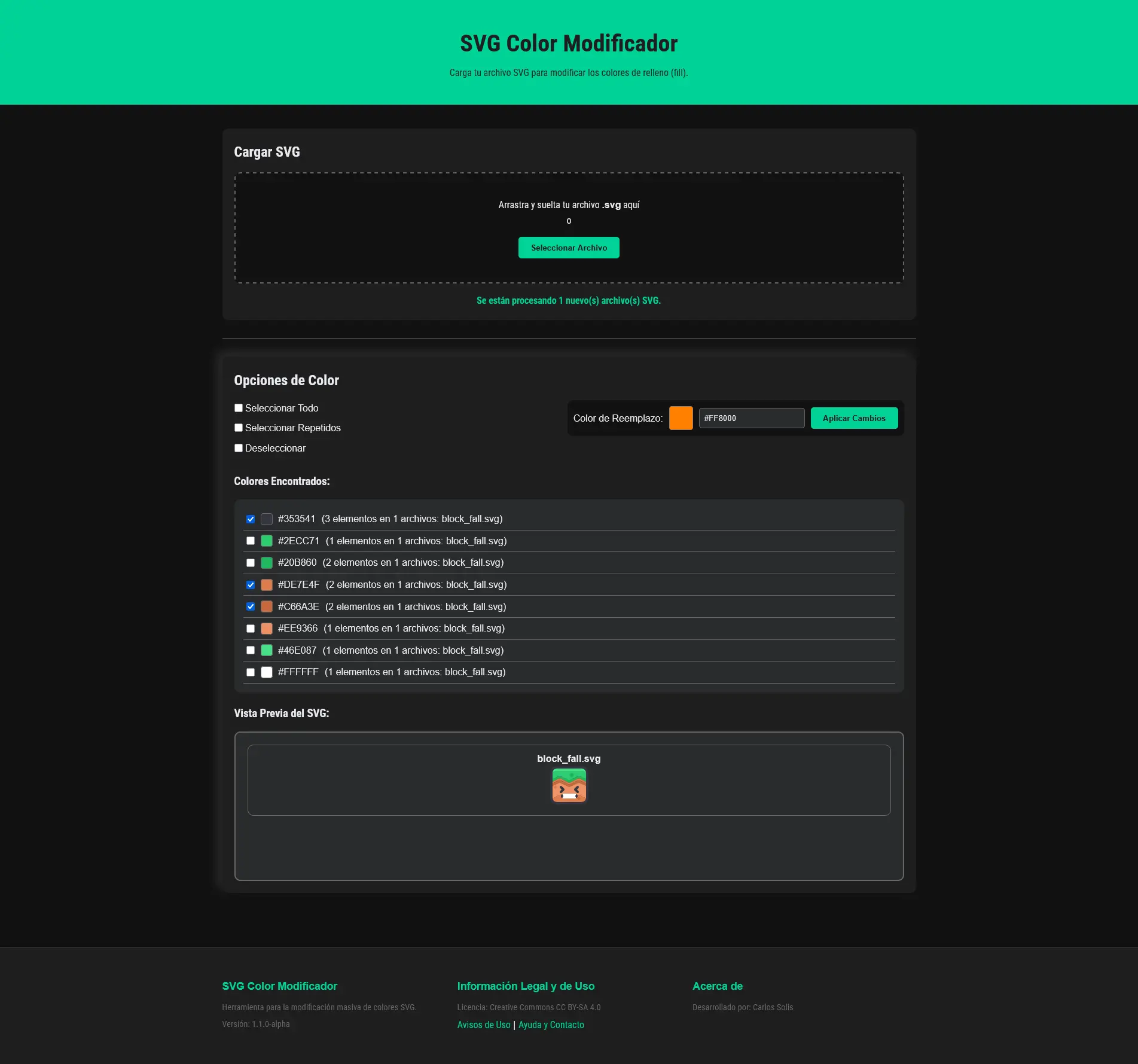 Previsualización del SVG con el reemplazo de color aplicado.